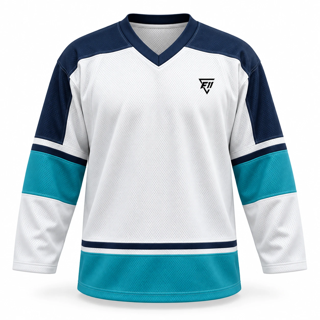 White, Navy & Teal Hockey Jersey design concept